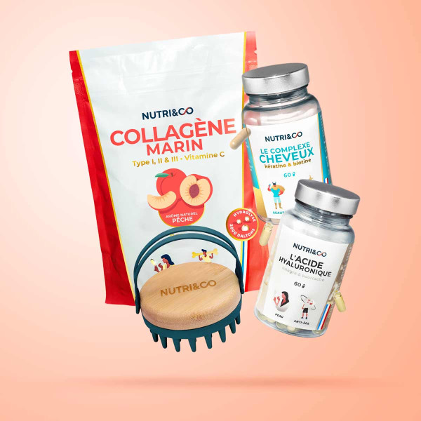 Complément alimentaire beauté et brosse massante