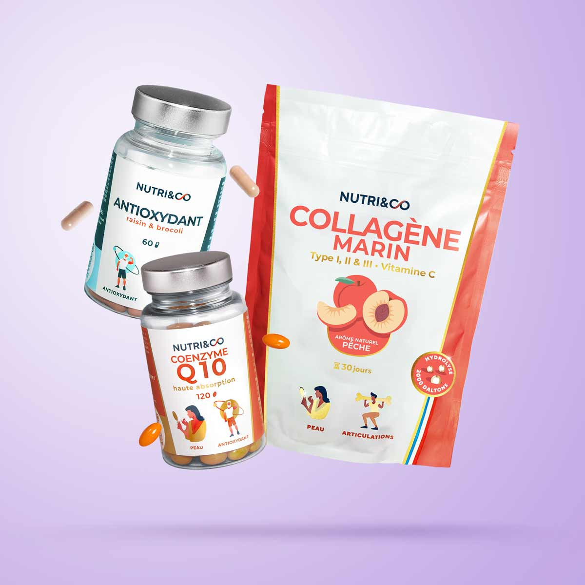 Pack de Compléments alimentaires Anti-Rides : Collagène et Antioxydant Pack de Compléments alimentaires Anti-Rides : Collagène et Antioxydant