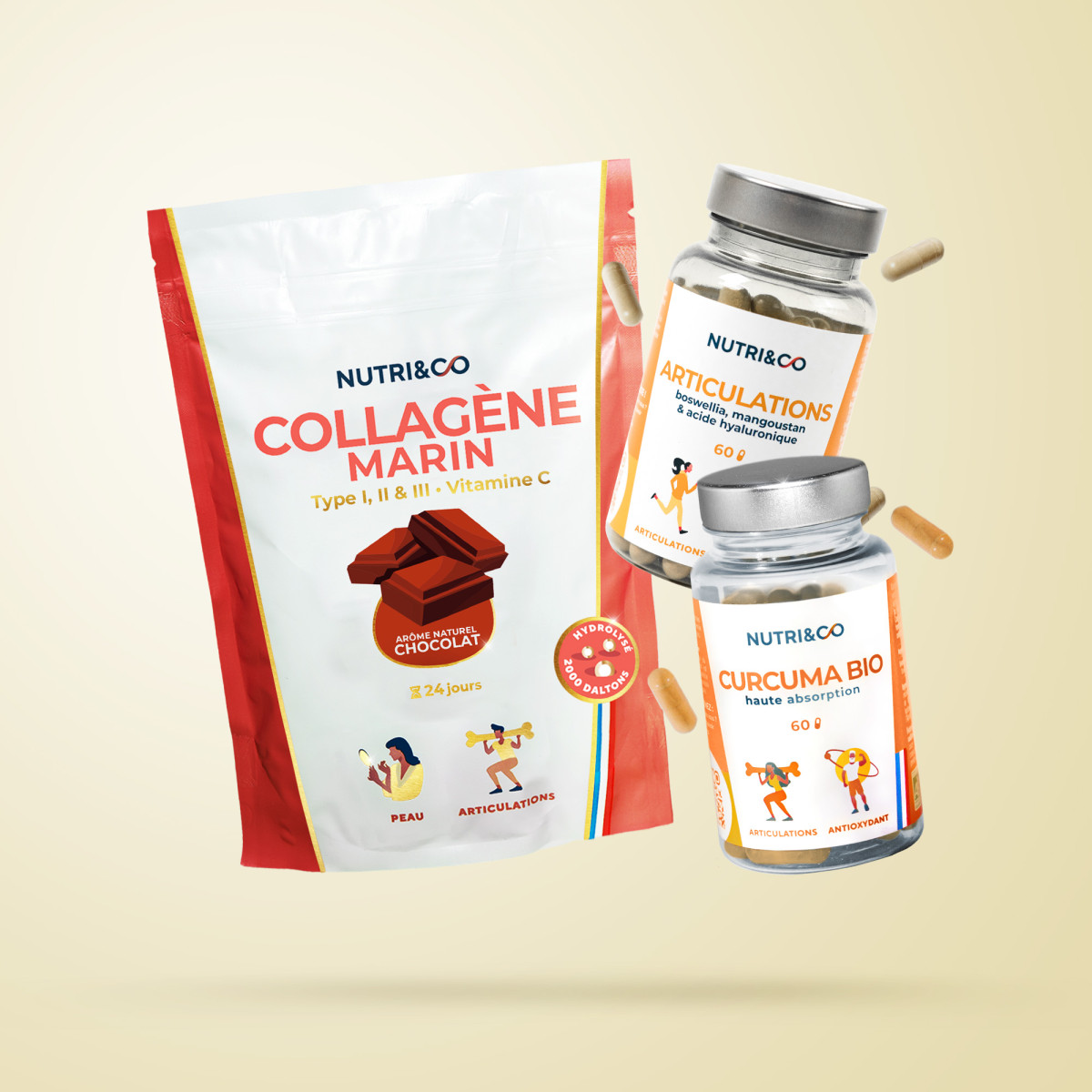 Pack de Compléments alimentaires Articulation : Acide Hyaluronique et Collagène Pack de Compléments alimentaires Articulation : Acide Hyaluronique et Collagène