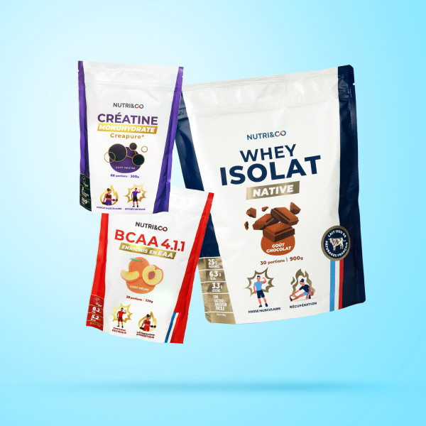 Pack de compléments alimentaires Musculation : Whey, BCAA et Créatine