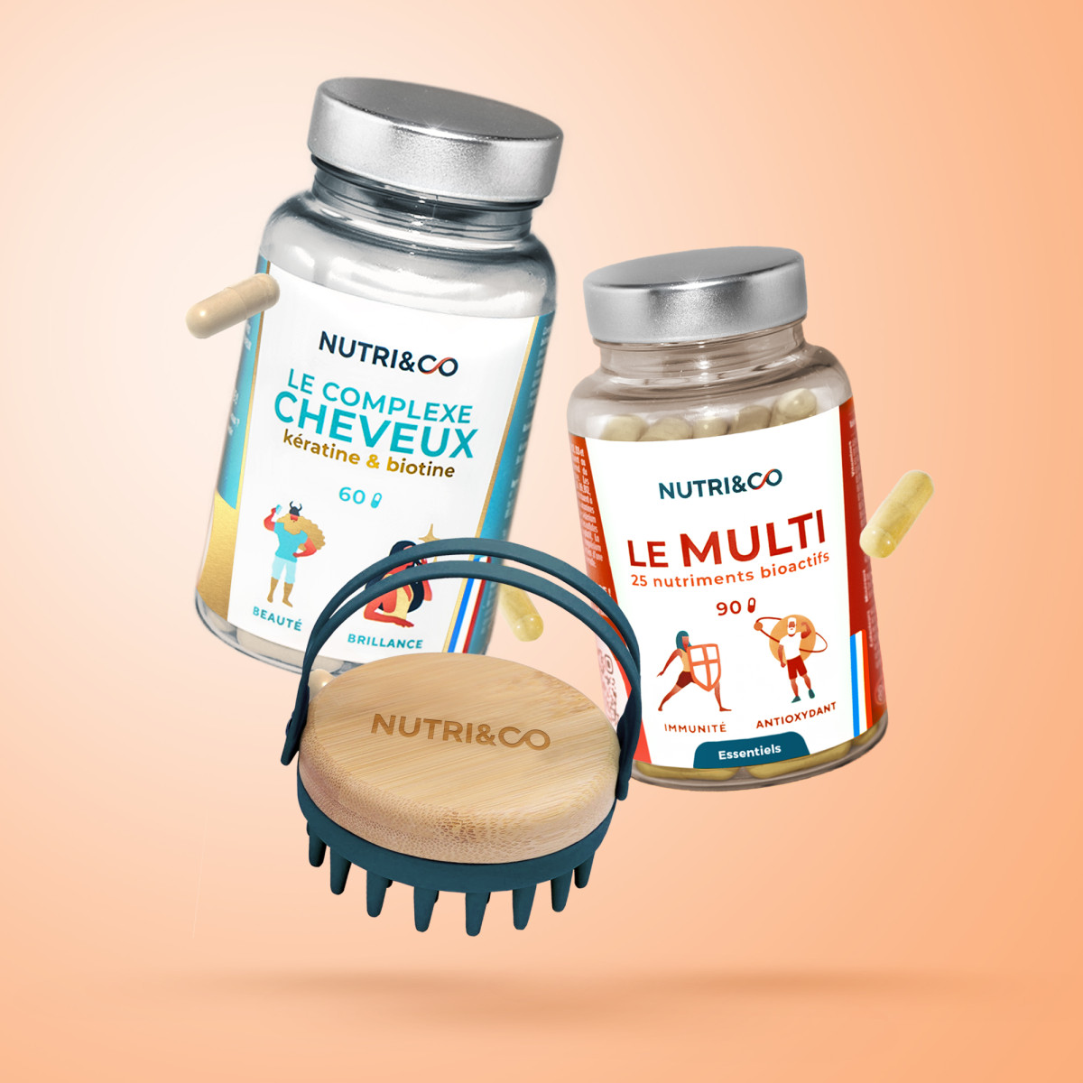 Pack cheveux et brosse massante