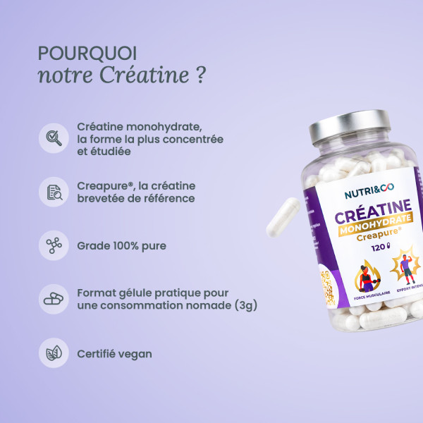 Créatine en gélules monohydrate Creapure® | Nutri&Co
