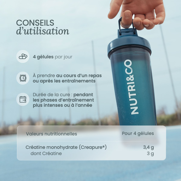 Créatine en gélules monohydrate Creapure® | Nutri&Co