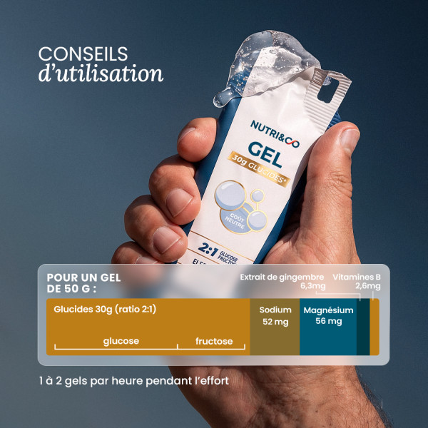Gel énergétique endurance 30g glucides 2:1 - Nutri&Co