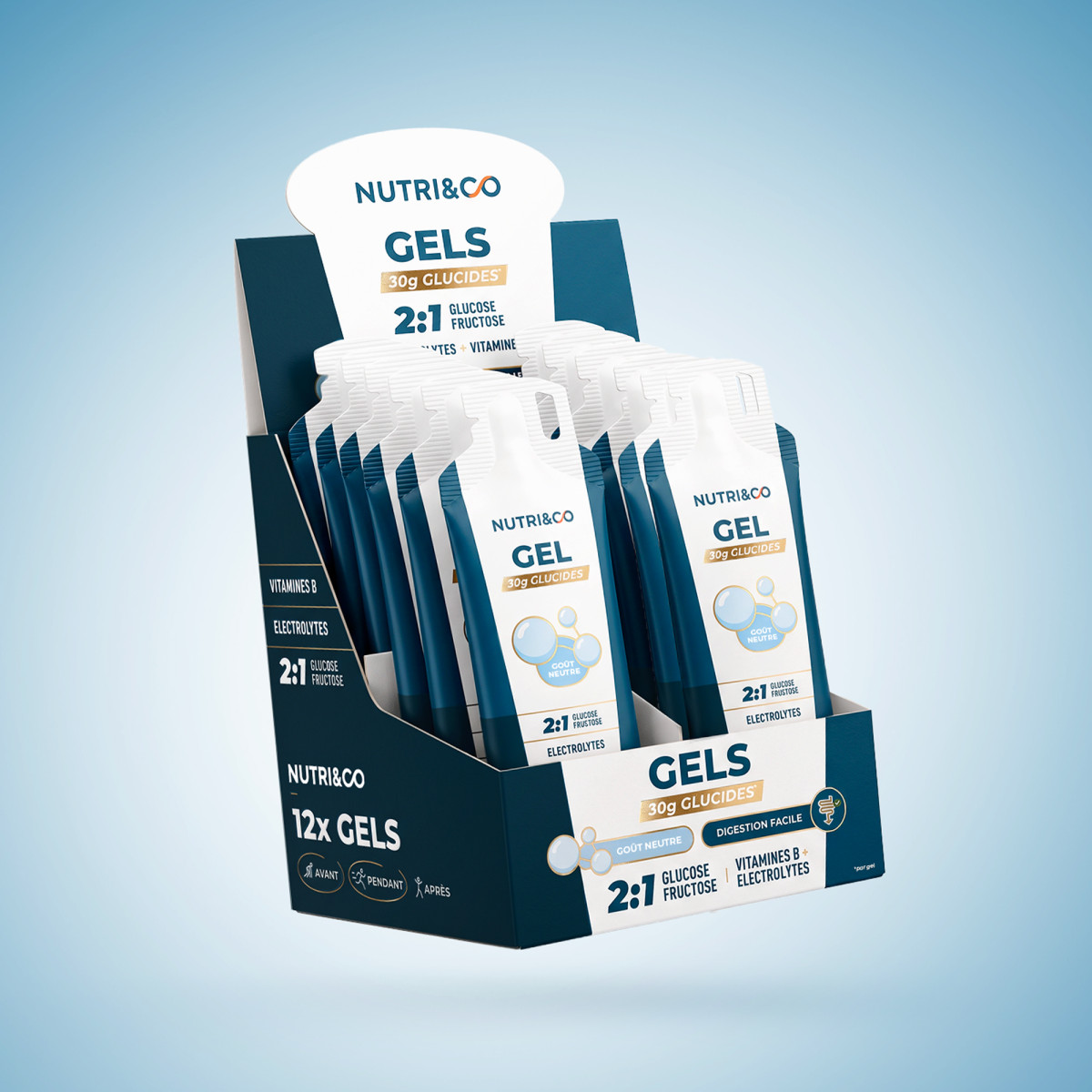 Gels énergétiques x12 endurance, 30g de glucides | Nutri&Co