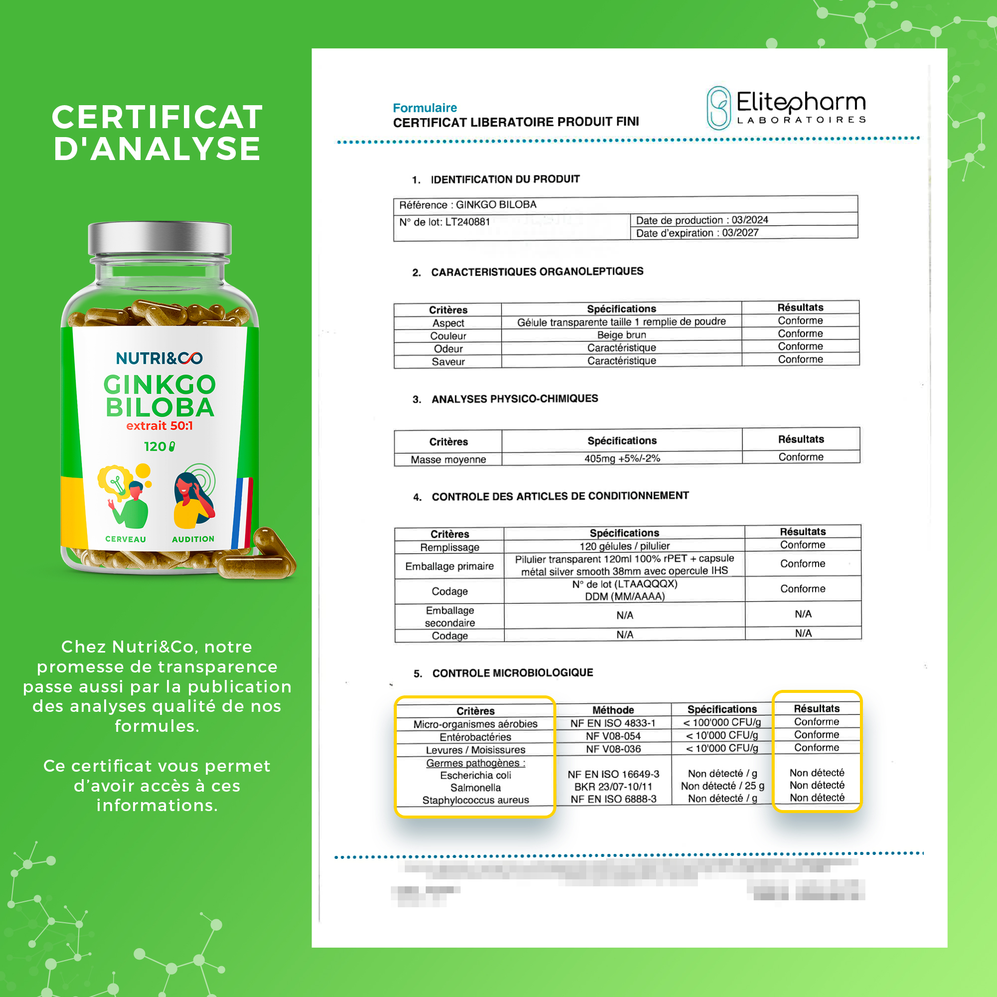 Analyse microbiologique Ginkgo