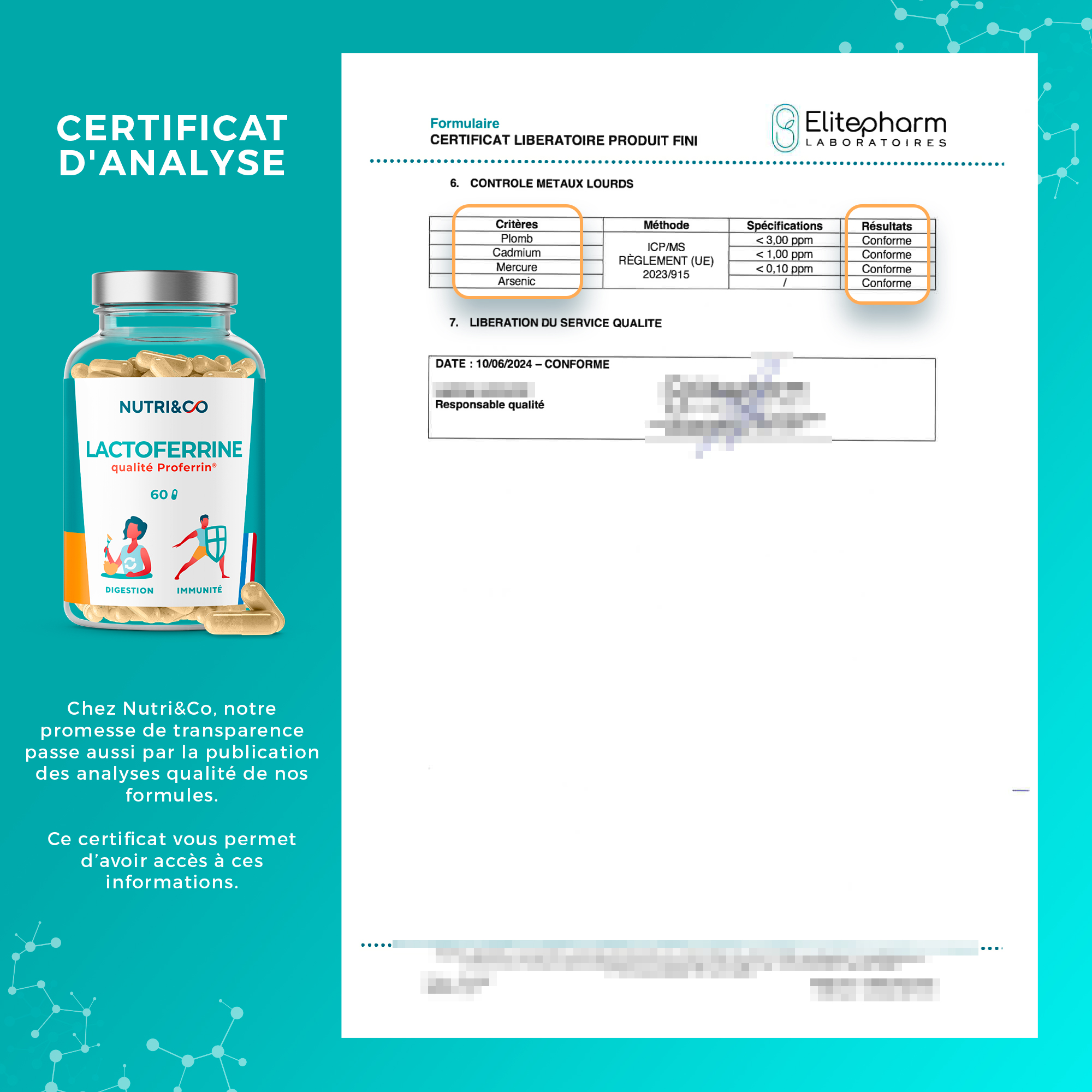 Analyse microbiologique et métaux lourds Lactoferrine