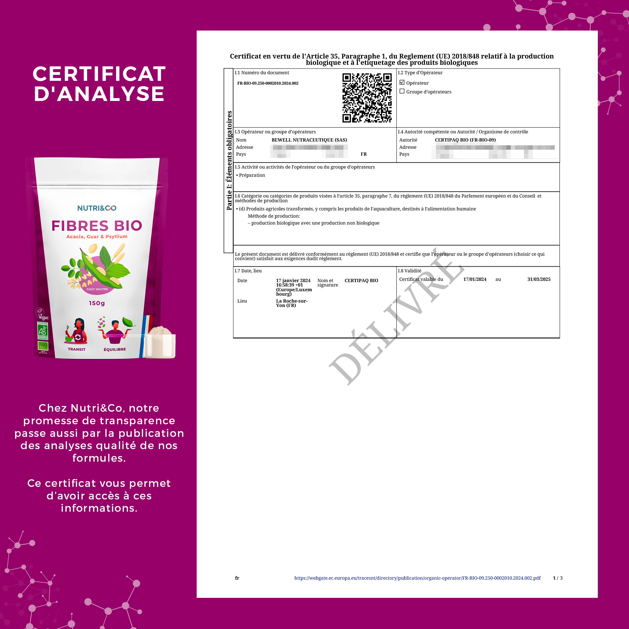 Certificat bio fibres bio