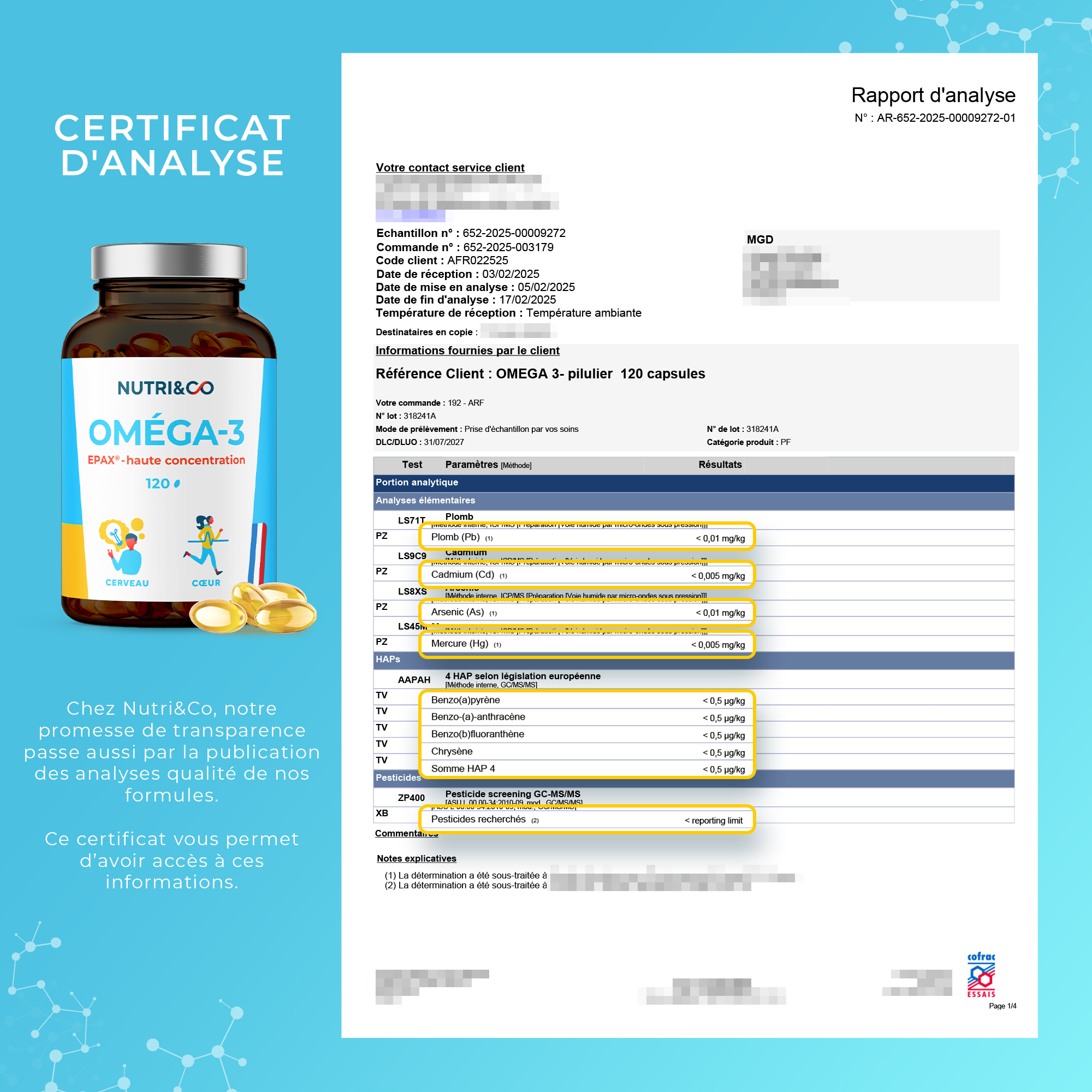 Analyse métaux lourds Oméga-3