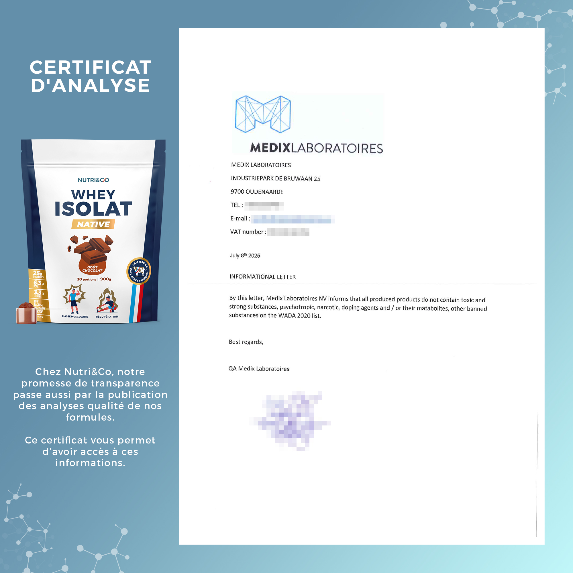 Attestation produit dopants