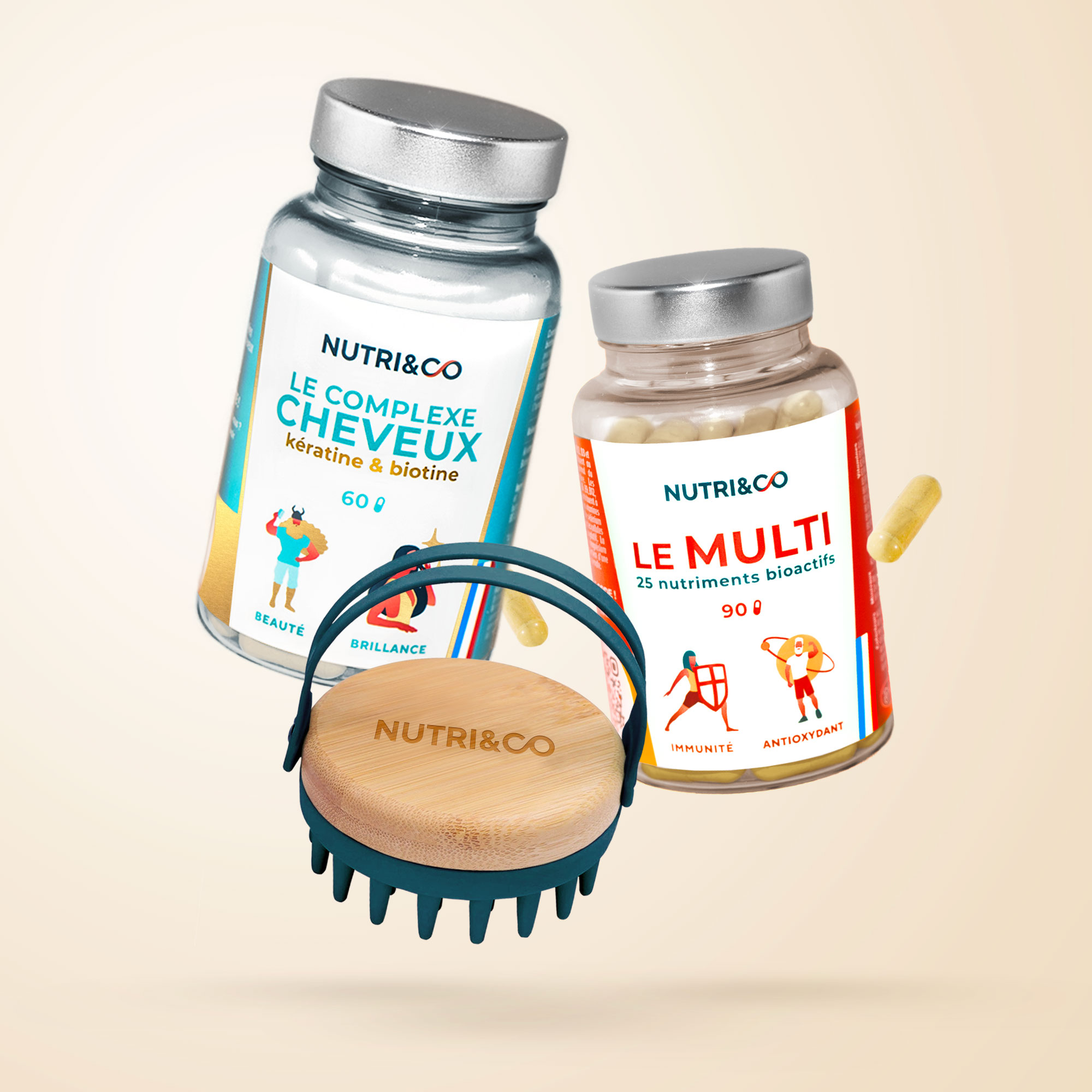 Pack Cheveux et sa brosse massante