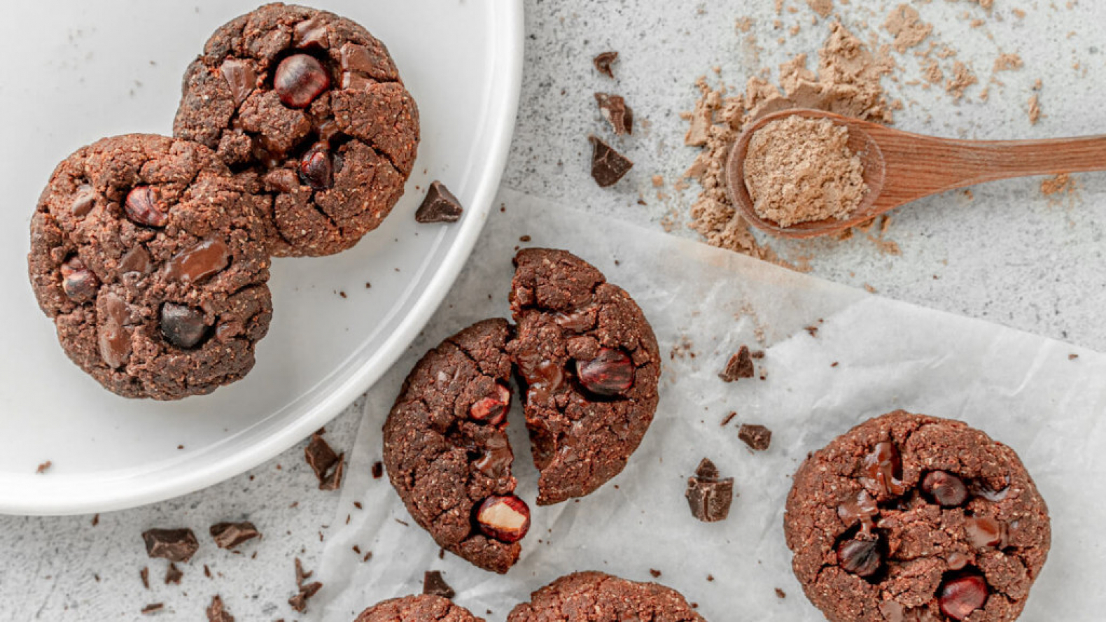 Recette de Cookies vegan double chocolat noisette - Nutri&Co