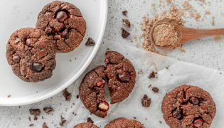 Cookies vegan double chocolat noisette à la Protéine Végétale et Bio