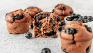 Muffins vegan aux myrtilles à la Protéine Végétale et Bio